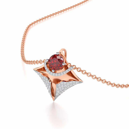 Precious Paradise Garnet Silver Pendant - Rose Gold - Image 1