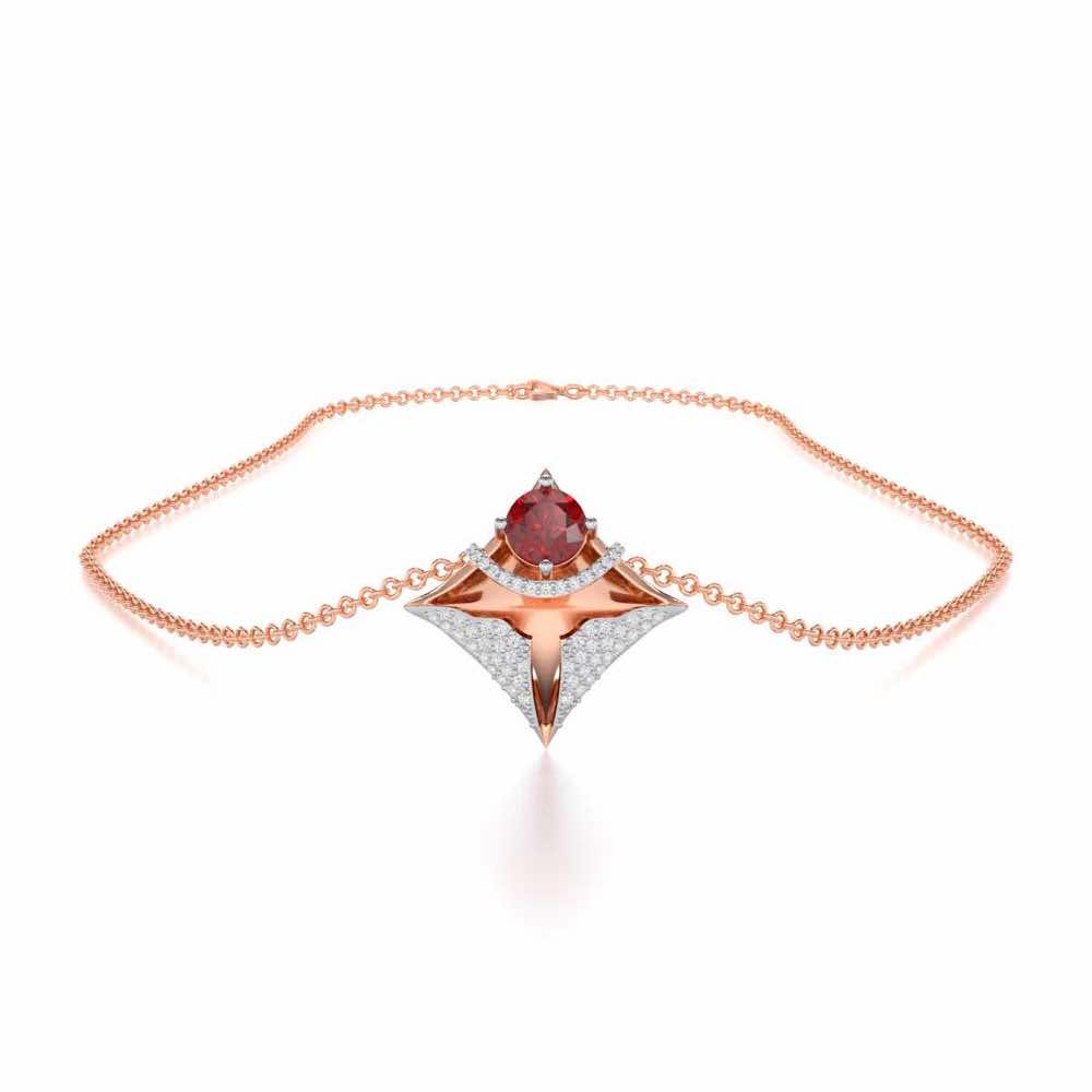 Precious Paradise Garnet Silver Pendant - Rose Gold - Image 3