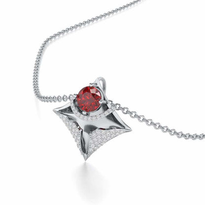 Precious Paradise Garnet Silver Pendant - White Gold - Image 1