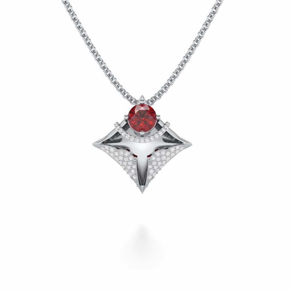 Precious Paradise Garnet Silver Pendant - White Gold - Image 2