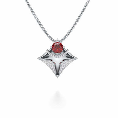 Precious Paradise Garnet Silver Pendant - White Gold - Image 2