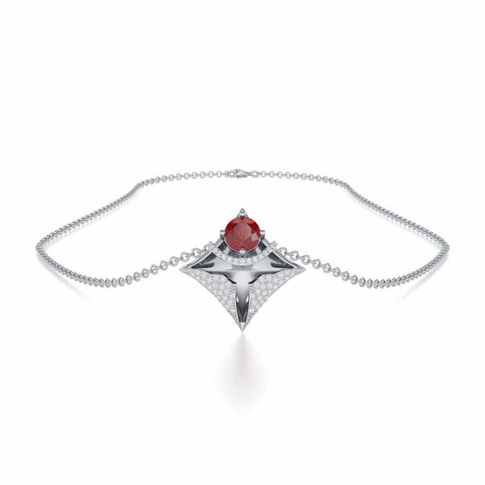 Precious Paradise Garnet Silver Pendant - White Gold - Image 3