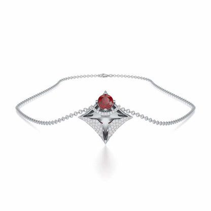 Precious Paradise Garnet Silver Pendant - White Gold - Image 3