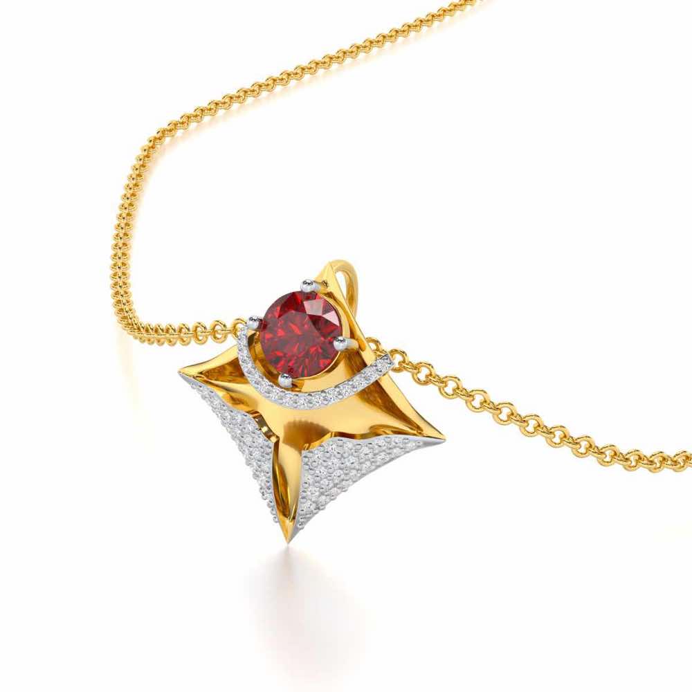 Precious Paradise Garnet Silver Pendant - Yellow Gold - Image 1