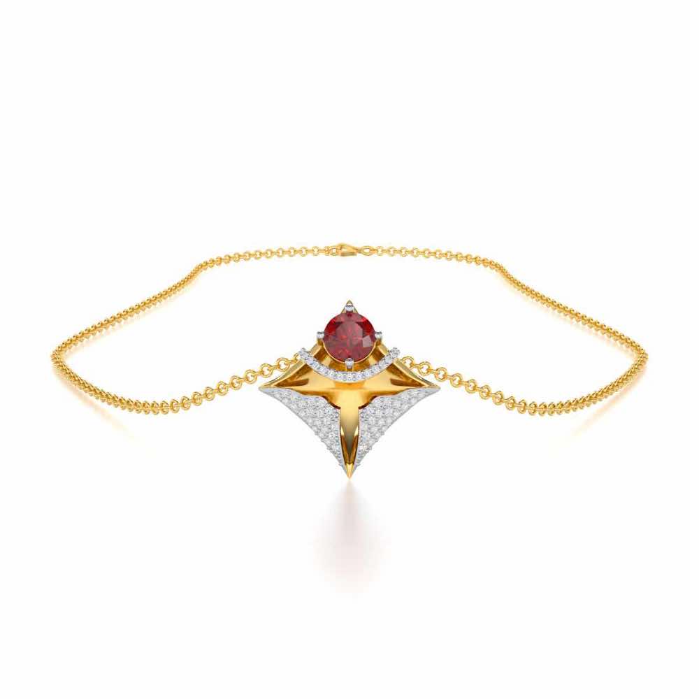 Precious Paradise Garnet Silver Pendant - Yellow Gold - Image 3