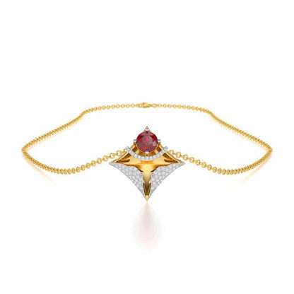 Precious Paradise Garnet Silver Pendant - Yellow Gold - Image 3