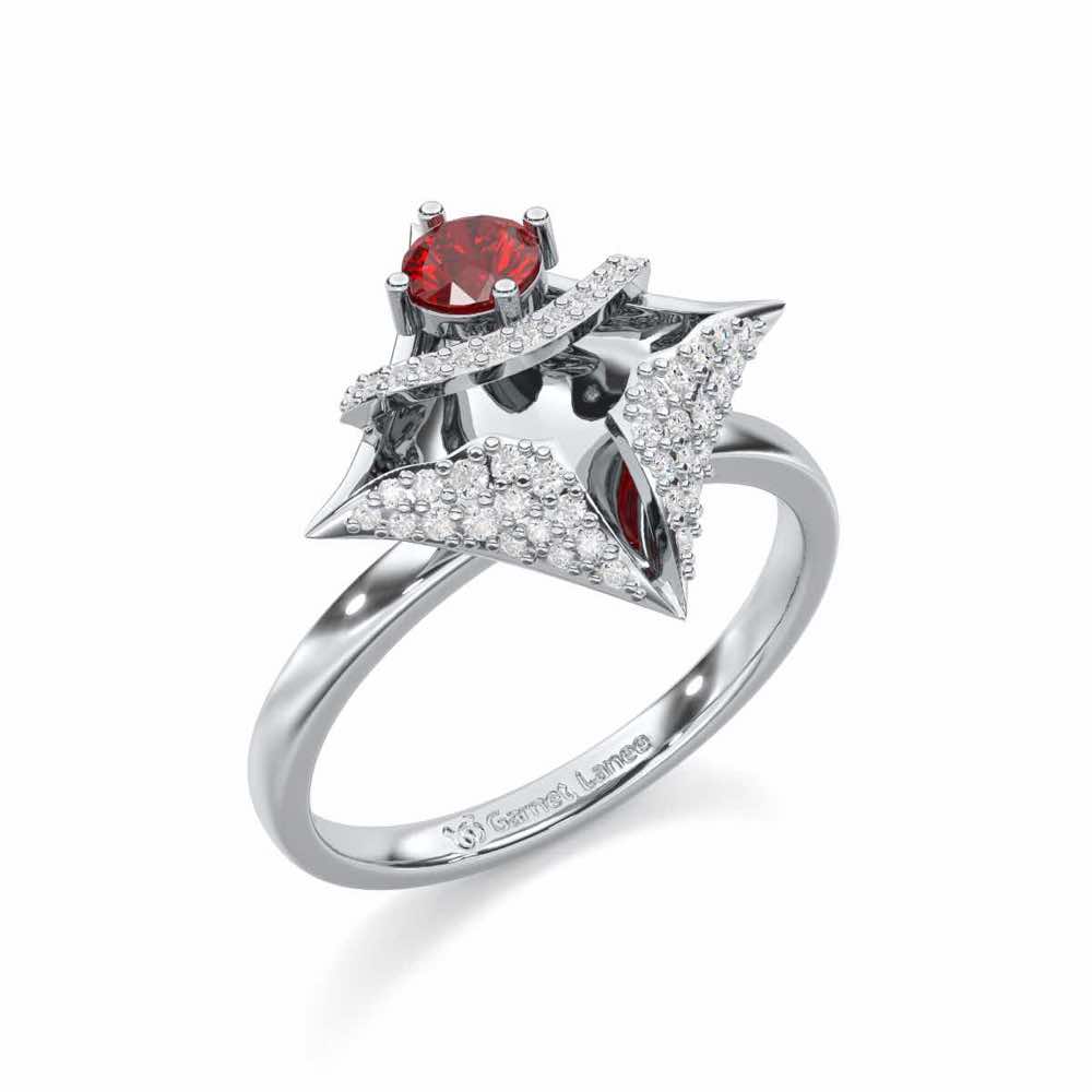 Precious Paradise Garnet Silver Rings - White Gold - Image 1