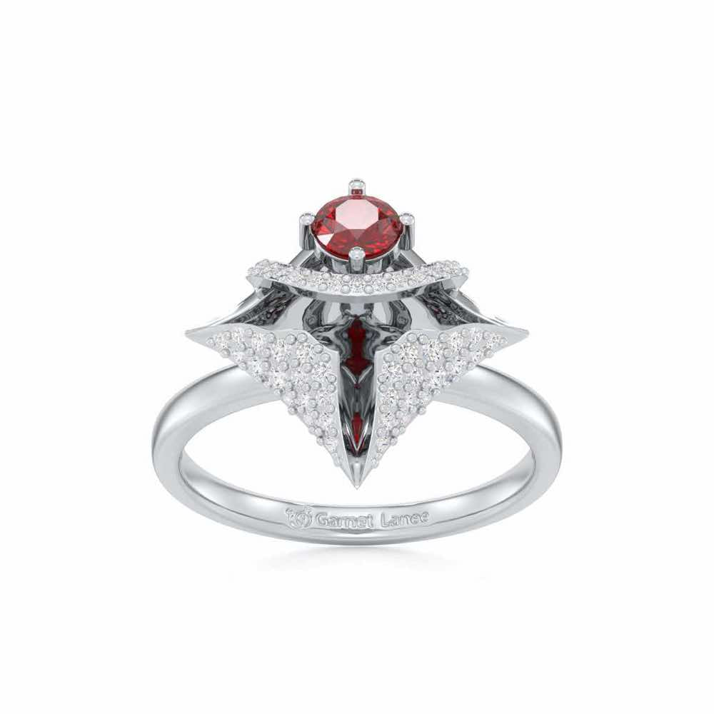 Precious Paradise Garnet Silver Rings - White Gold - Image 2