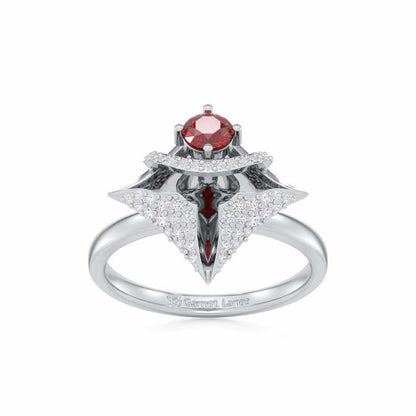 Precious Paradise Garnet Silver Rings - White Gold - Image 2