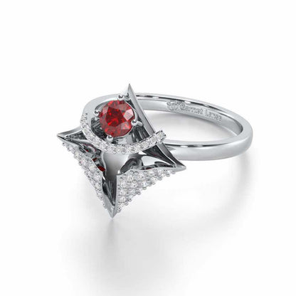 Precious Paradise Garnet Silver Rings - White Gold - Image 3