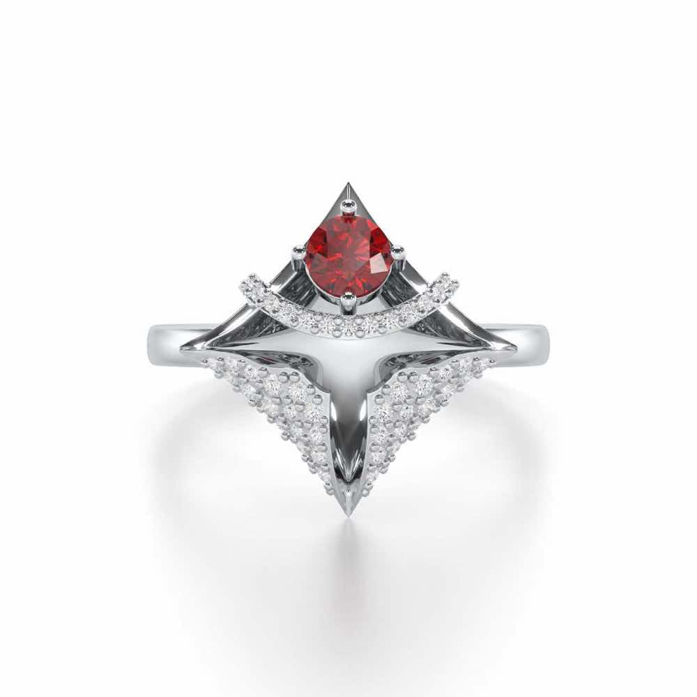 Precious Paradise Garnet Silver Rings - White Gold - Image 5