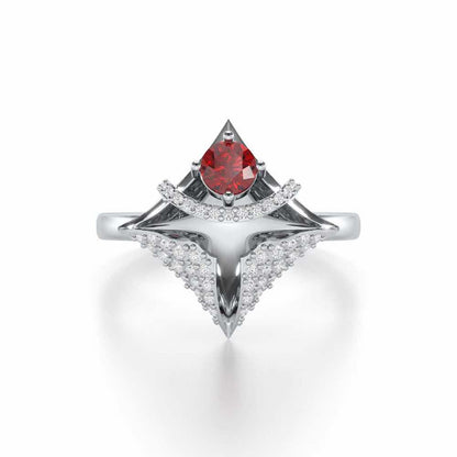 Precious Paradise Garnet Silver Rings - White Gold - Image 5