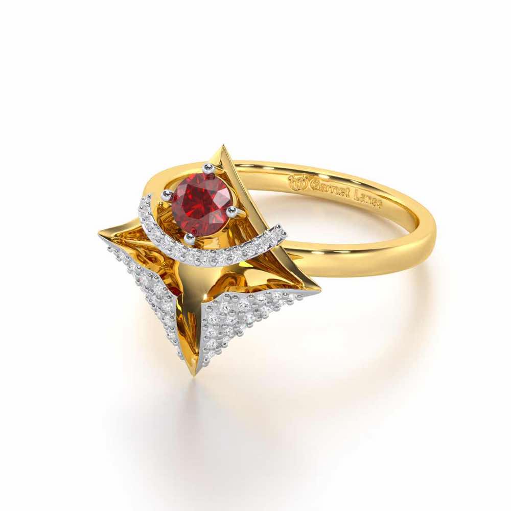 Precious Paradise Garnet Silver Rings - Yellow Gold - Image 3
