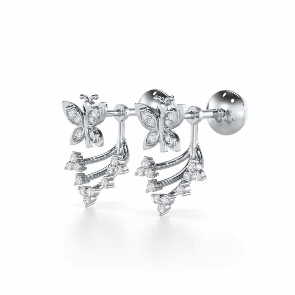 Precious Purity Silver Stud Earrings - White Gold - Image 3