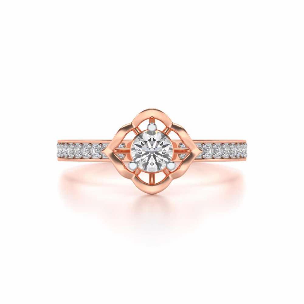 Prestige Solitaire Silver Ring - Rose Gold - Image 4