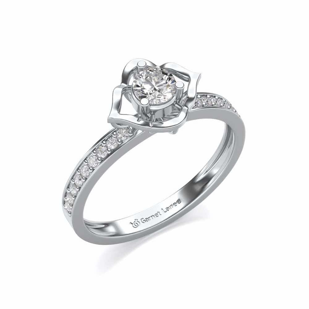 Prestige Solitaire Silver Ring - White Gold - Image 1