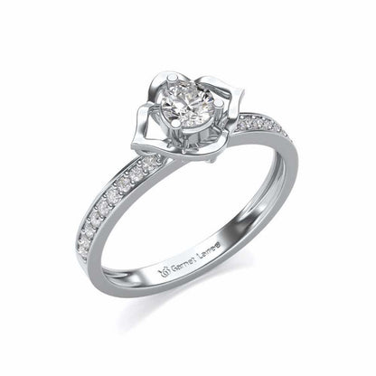 Prestige Solitaire Silver Ring - White Gold - Image 1
