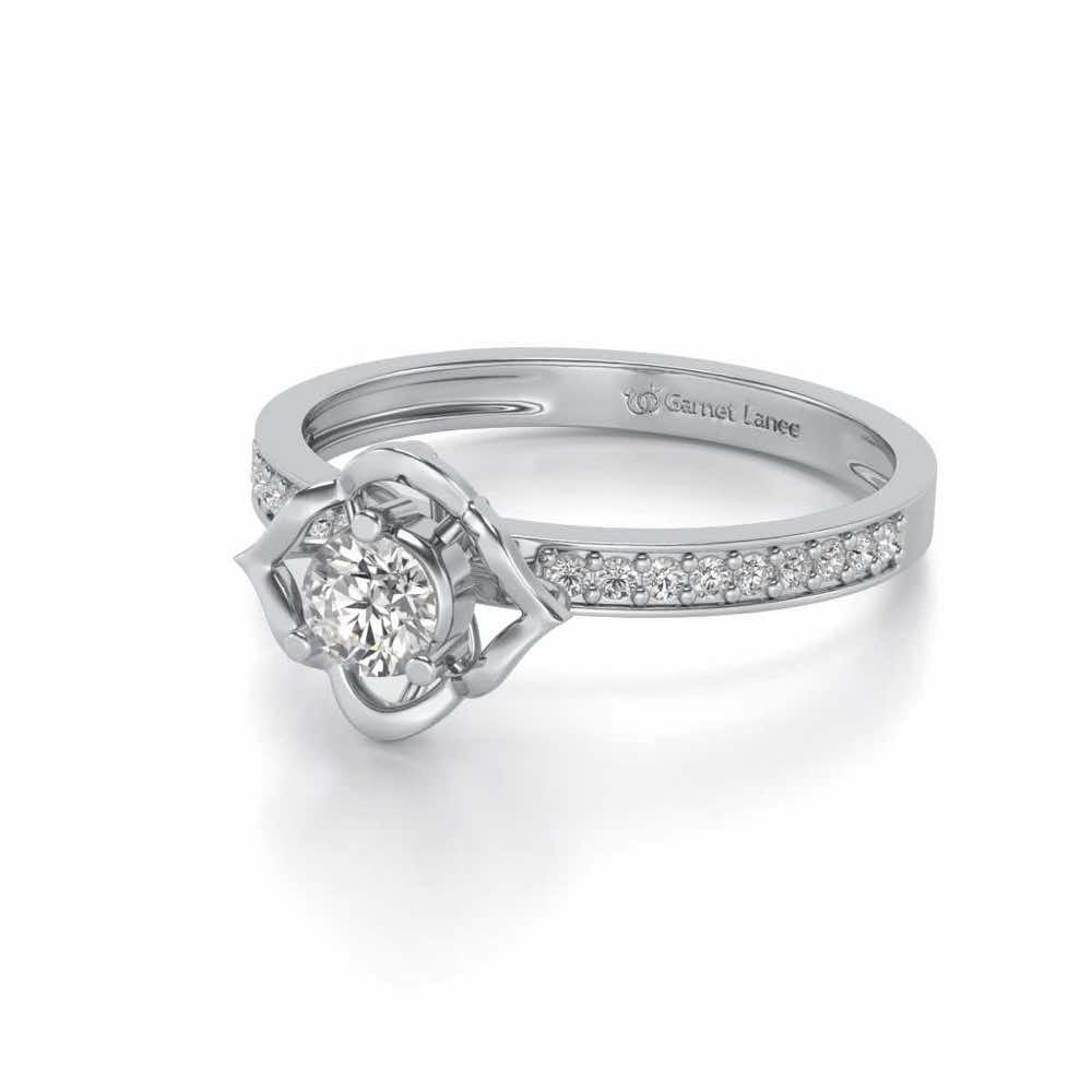Prestige Solitaire Silver Ring - White Gold - Image 2