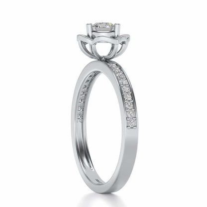 Prestige Solitaire Silver Ring - White Gold - Image 3