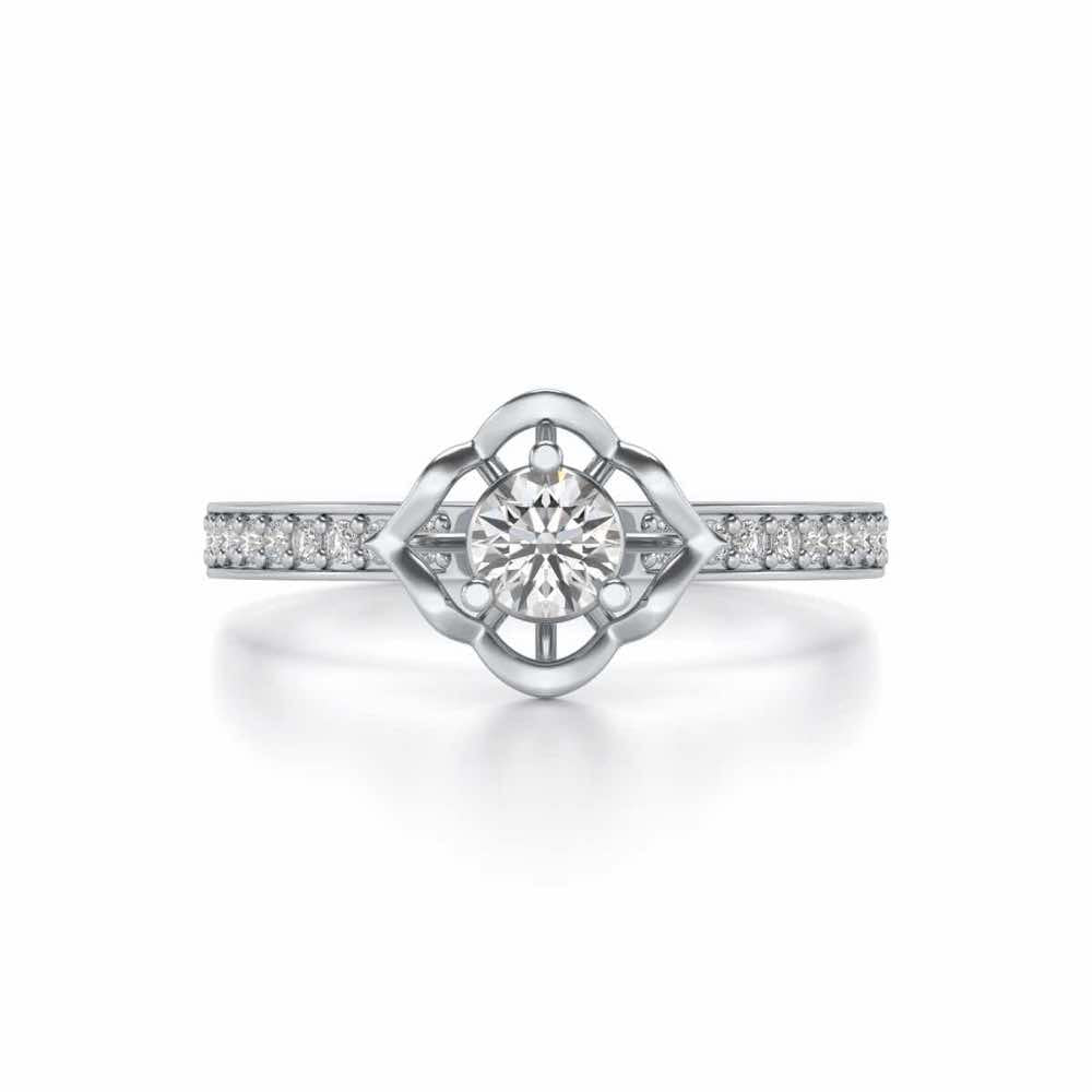 Prestige Solitaire Silver Ring - White Gold - Image 4