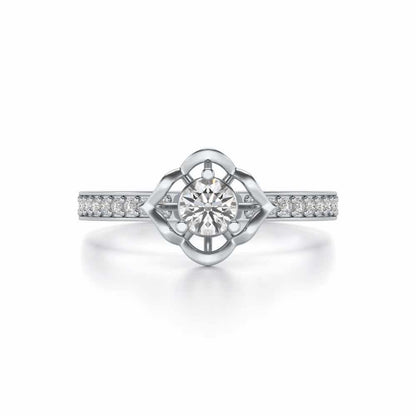 Prestige Solitaire Silver Ring - White Gold - Image 4