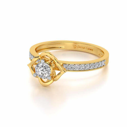 Prestige Solitaire Silver Ring - Yellow Gold - Image 2