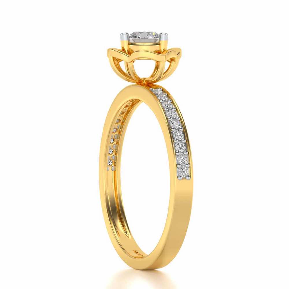 Prestige Solitaire Silver Ring - Yellow Gold - Image 3