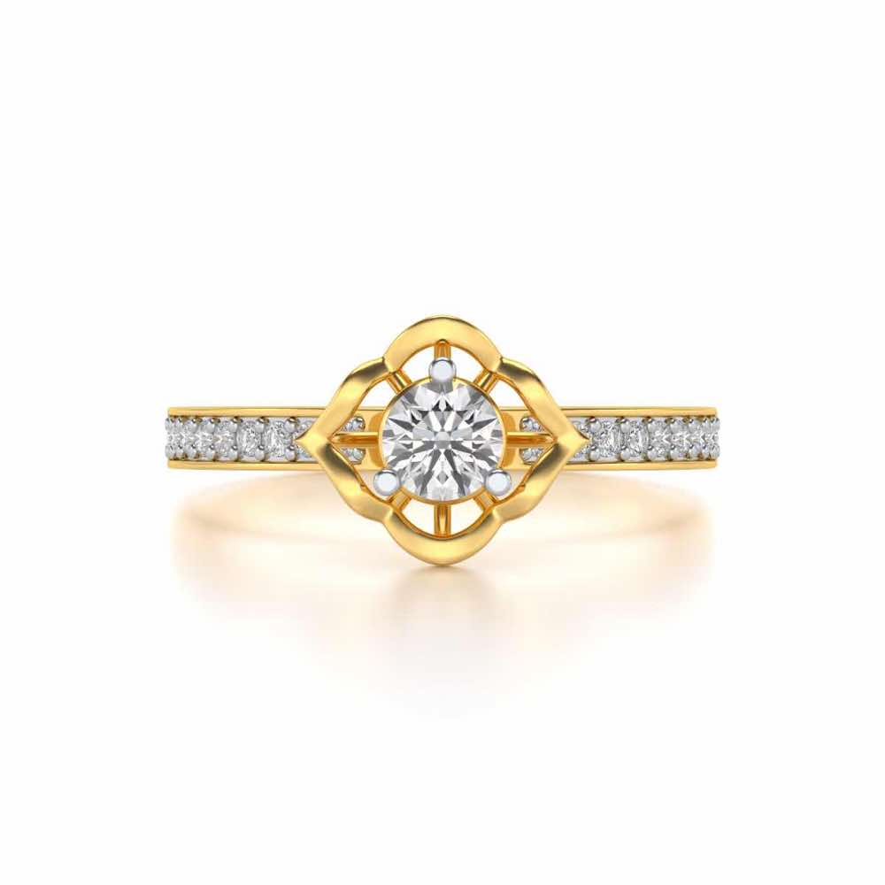 Prestige Solitaire Silver Ring - Yellow Gold - Image 4