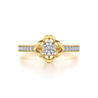 Prestige Solitaire Silver Ring - Yellow Gold - Image 4