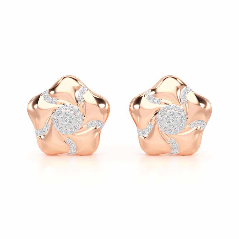Pretty Bloom Silver Earrings - Rose Gold - Image 1