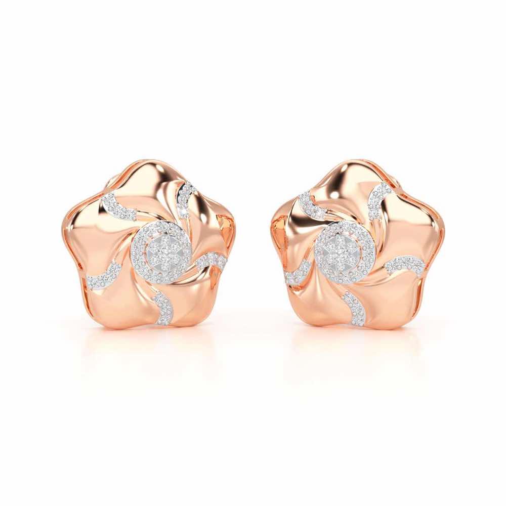 Pretty Bloom Silver Earrings - Rose Gold - Image 2