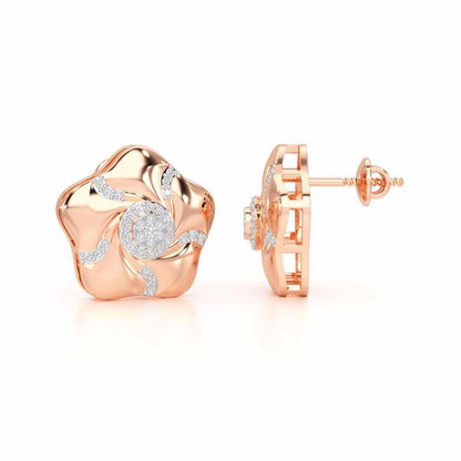 Pretty Bloom Silver Earrings - Rose Gold - Image 4