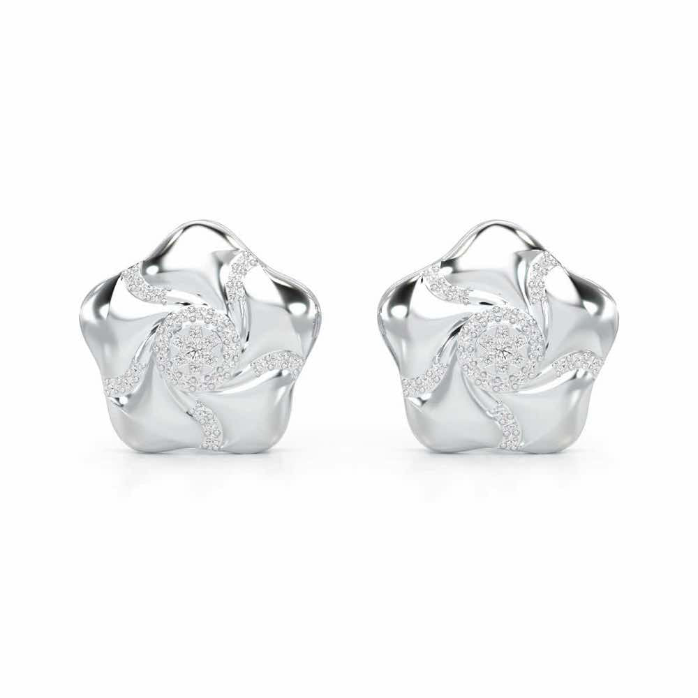 Pretty Bloom Silver Earrings - White Gold - Image 1