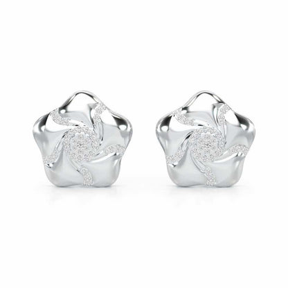 Pretty Bloom Silver Earrings - White Gold - Image 1