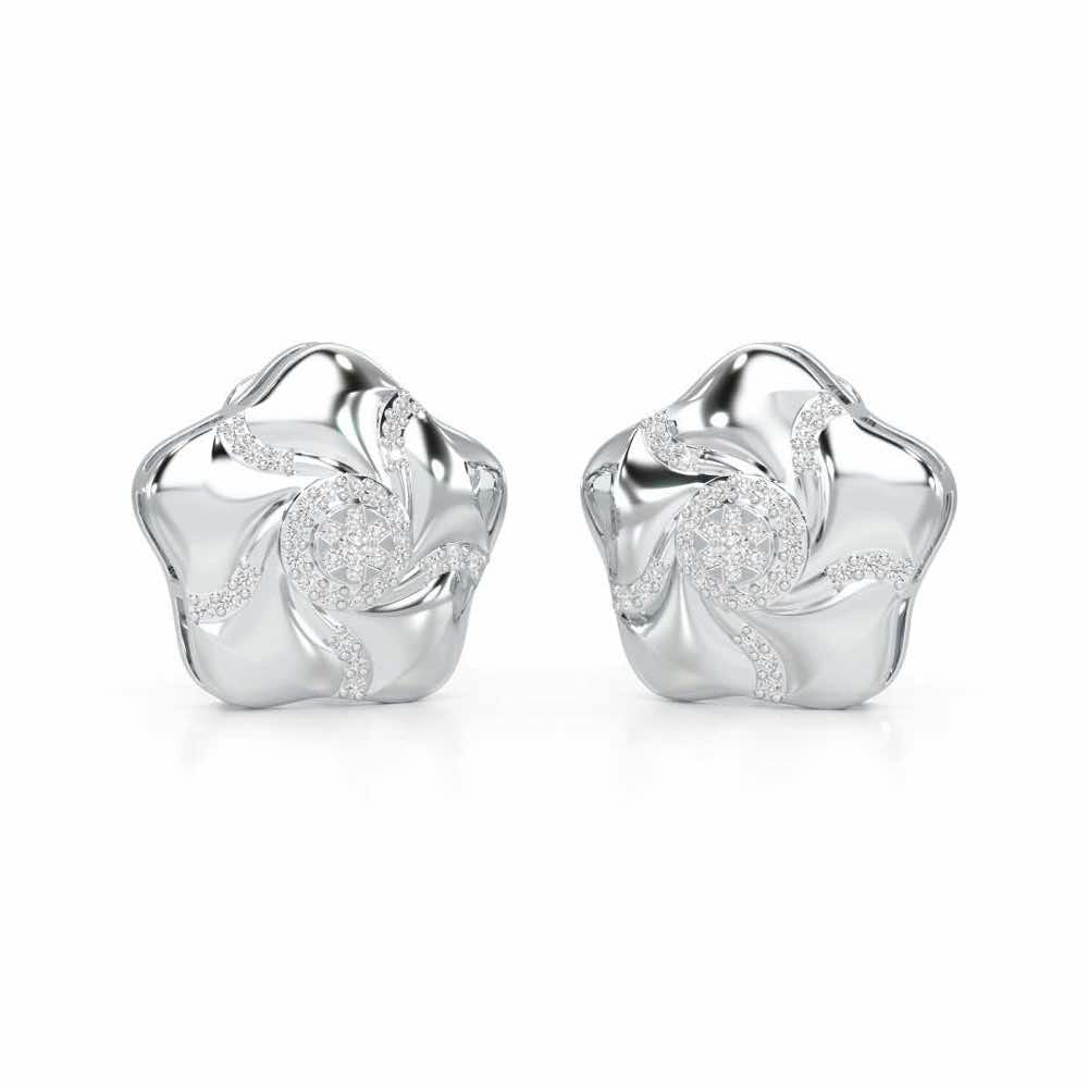 Pretty Bloom Silver Earrings - White Gold - Image 2