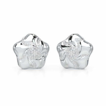 Pretty Bloom Silver Earrings - White Gold - Image 2
