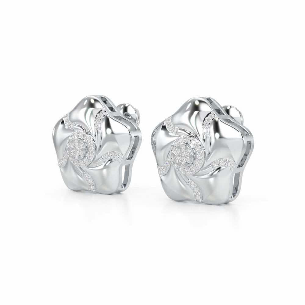 Pretty Bloom Silver Earrings - White Gold - Image 3