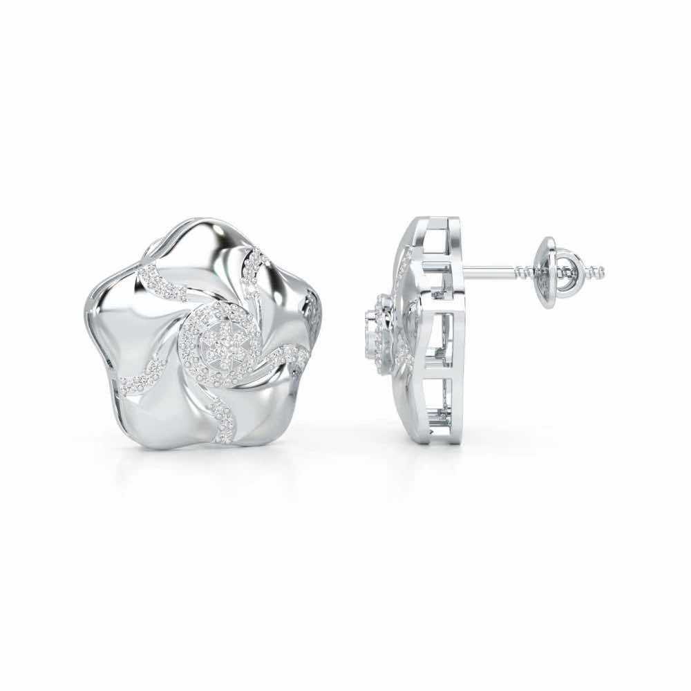 Pretty Bloom Silver Earrings - White Gold - Image 4
