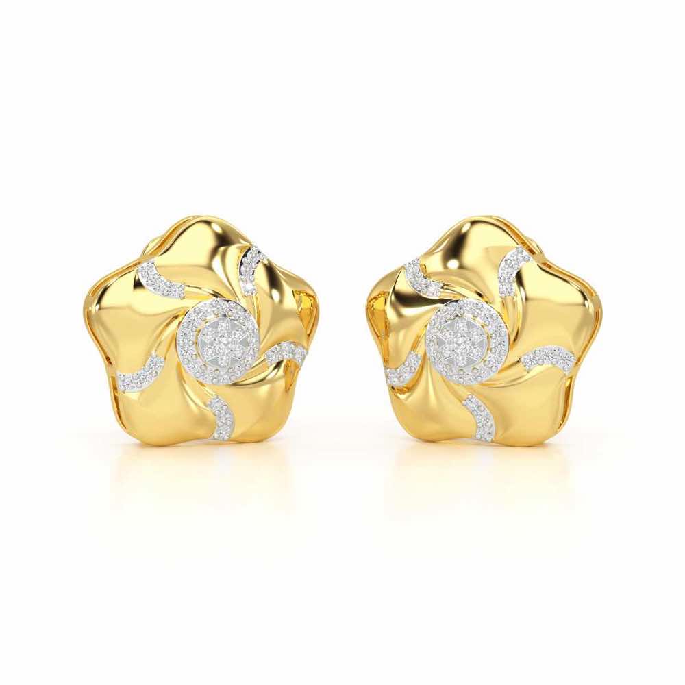 Pretty Bloom Silver Earrings - Yellow Gold - Image 2