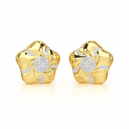 Pretty Bloom Silver Earrings - Yellow Gold - Image 2