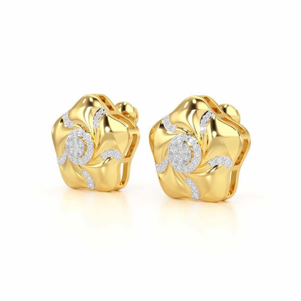 Pretty Bloom Silver Earrings - Yellow Gold - Image 3