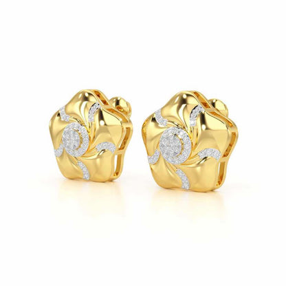 Pretty Bloom Silver Earrings - Yellow Gold - Image 3