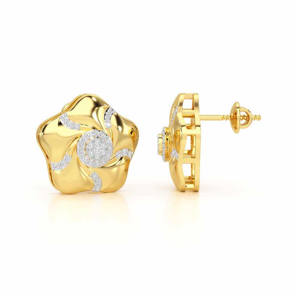 Pretty Bloom Silver Earrings - Yellow Gold - Image 4