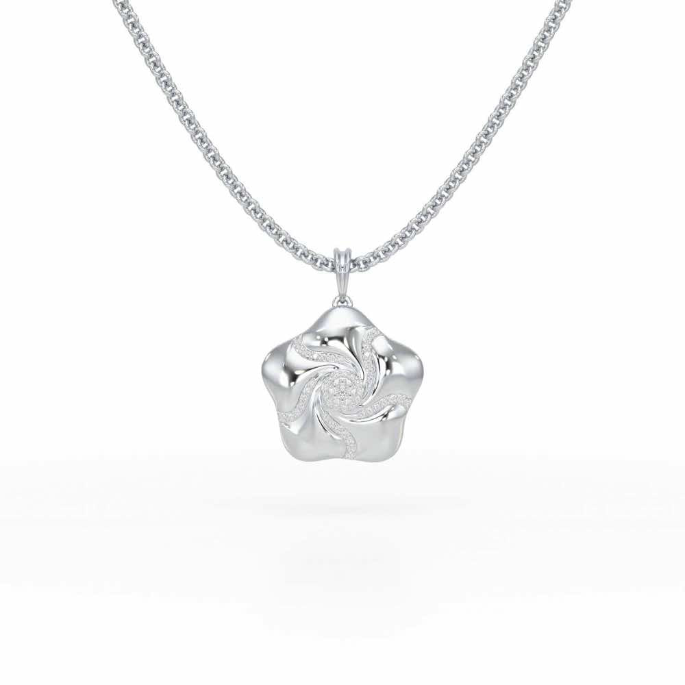 Pretty Bloom Silver Pendant - White Gold - Image 1