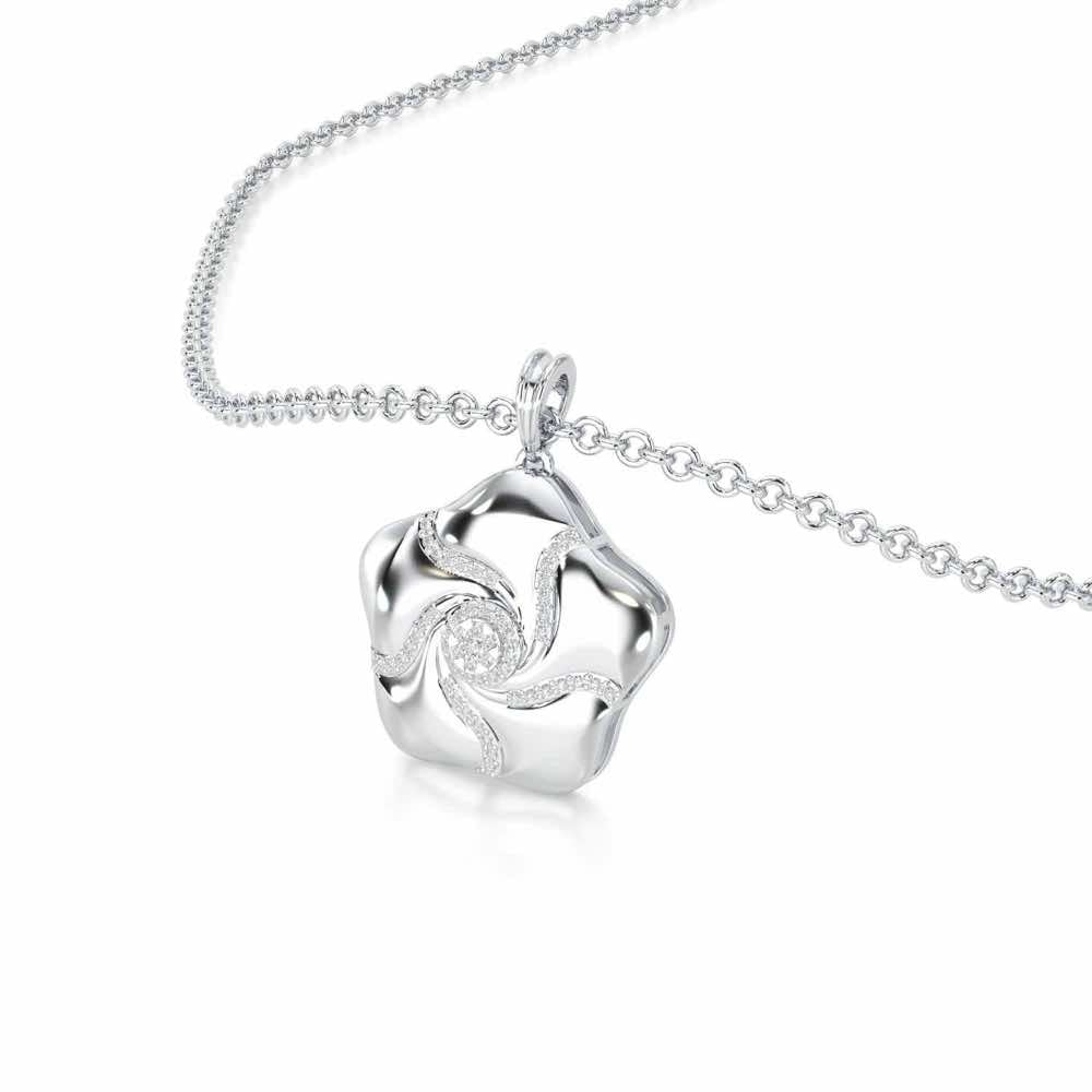 Pretty Bloom Silver Pendant - White Gold - Image 2
