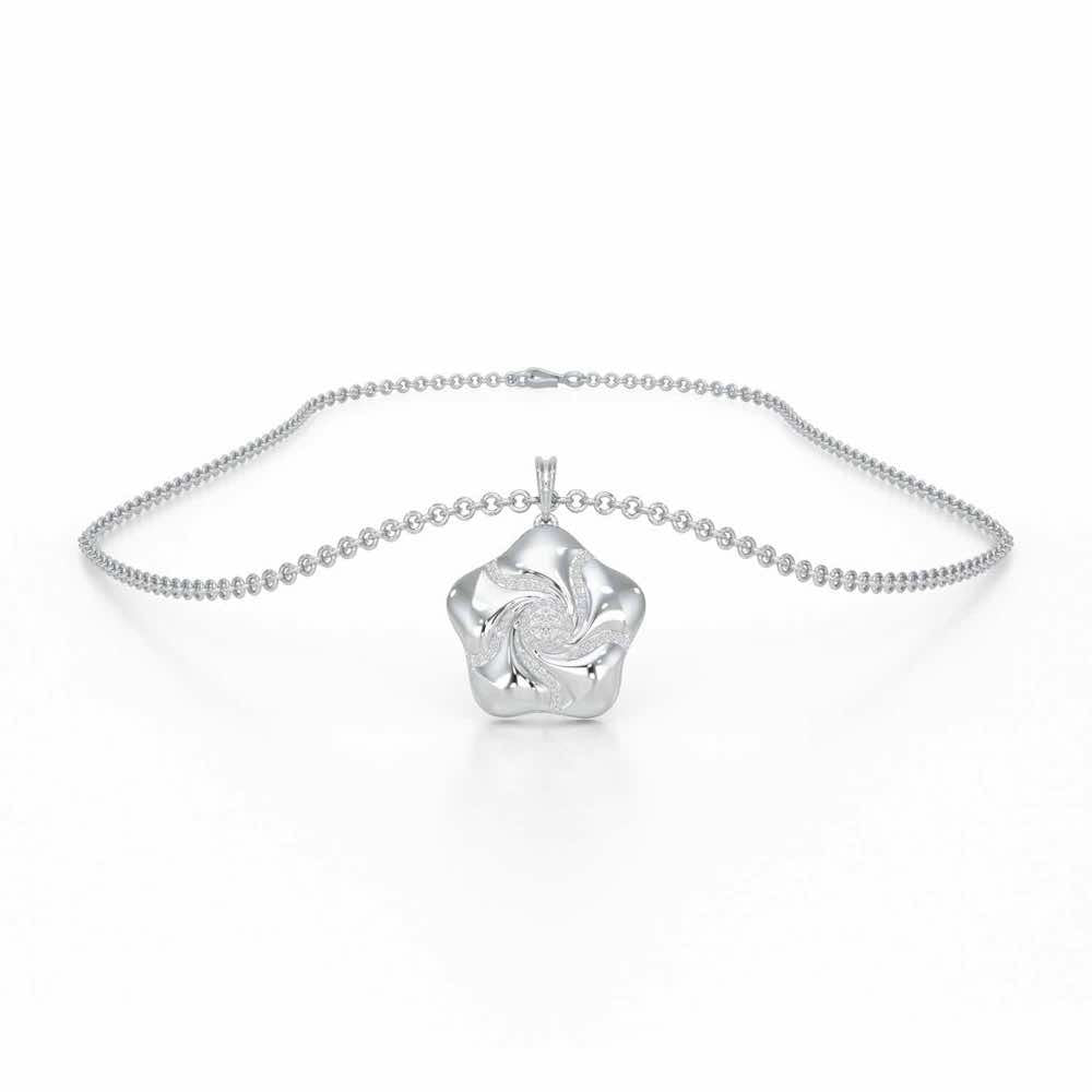 Pretty Bloom Silver Pendant - White Gold - Image 3