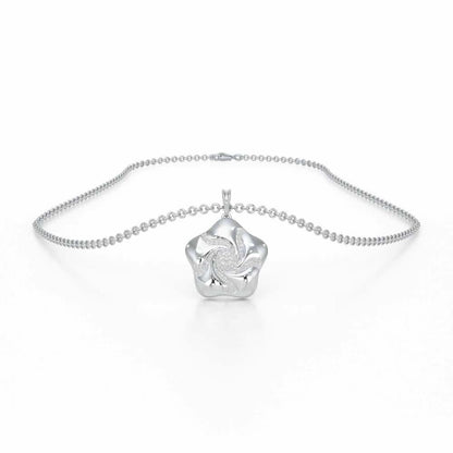 Pretty Bloom Silver Pendant - White Gold - Image 3