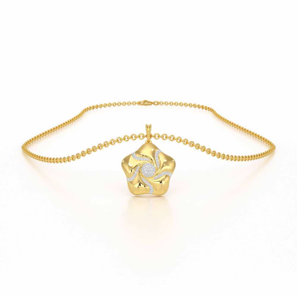 Pretty Bloom Silver Pendant - Yellow Gold - Image 3