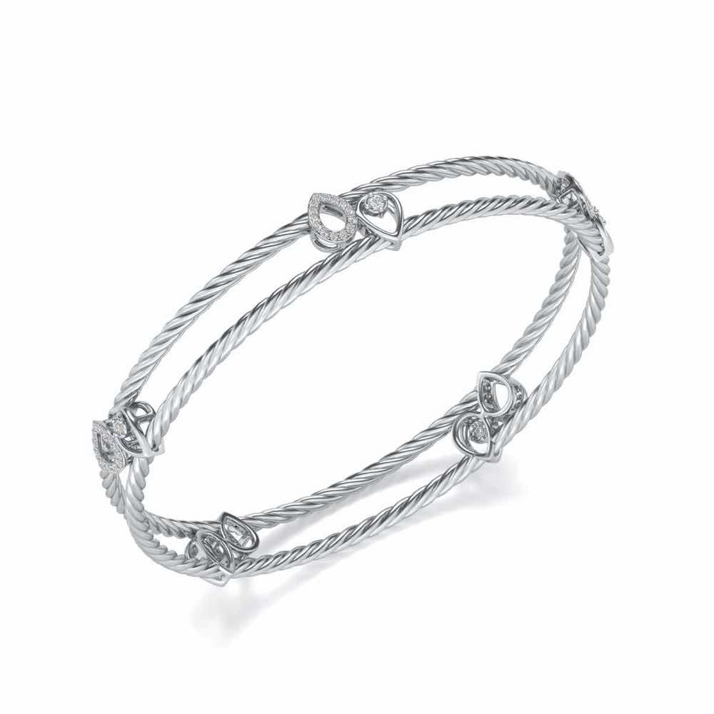 Pretty Deets Silver Bangles - White Gold - Image 1