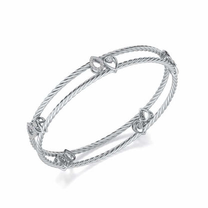 Pretty Deets Silver Bangles - White Gold - Image 1